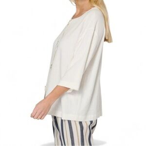 Soft Surroundings Cream Mother Of Pearl Button-Up Tunic Top